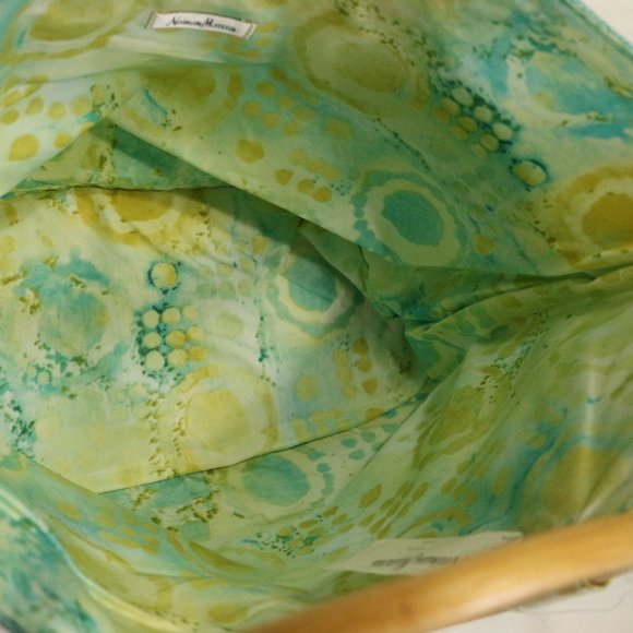 Vintage NEIMAN MARCUS Nwt Seafoam Woven Wood Handle Bag - Picture 4 of 8